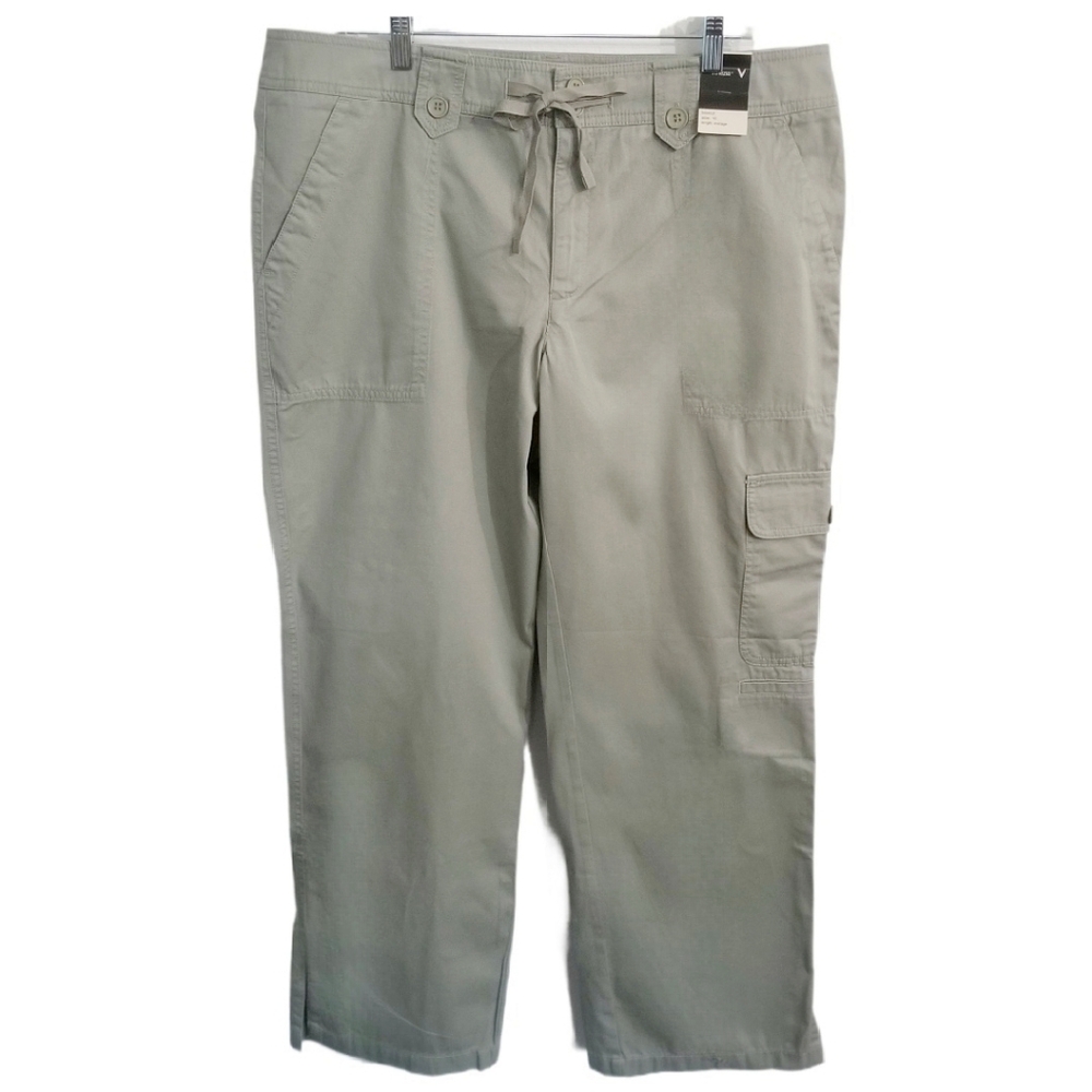 NWT Venezia Women Casual Cotton Lightweight Bootcut Pants - Light Olive Green 16